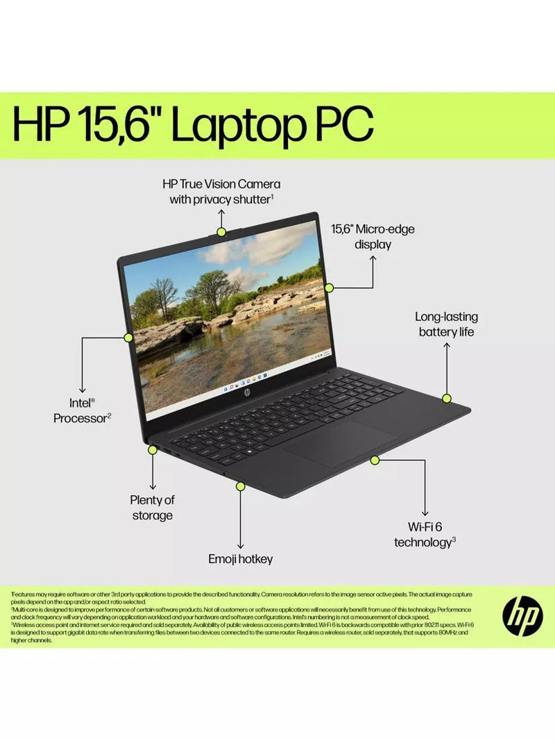 HP 15.6 laptop Intel Core 5 Jet Black, UK version