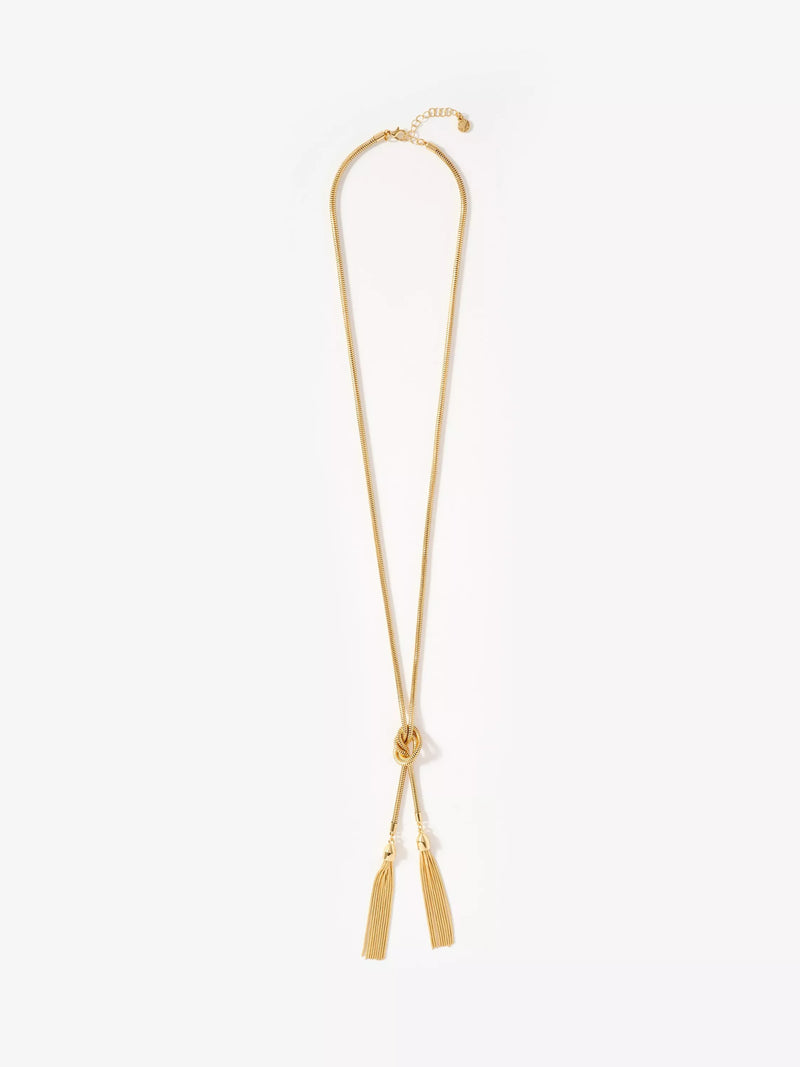 Mint Velvet double tassel necklace gold 58cm (British brand)