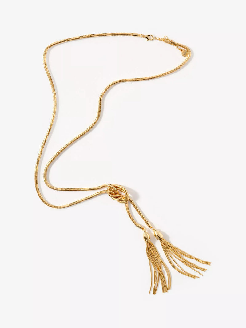 Mint Velvet double tassel necklace gold 58cm (British brand)