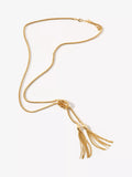 Mint Velvet double tassel necklace gold 58cm (British brand)