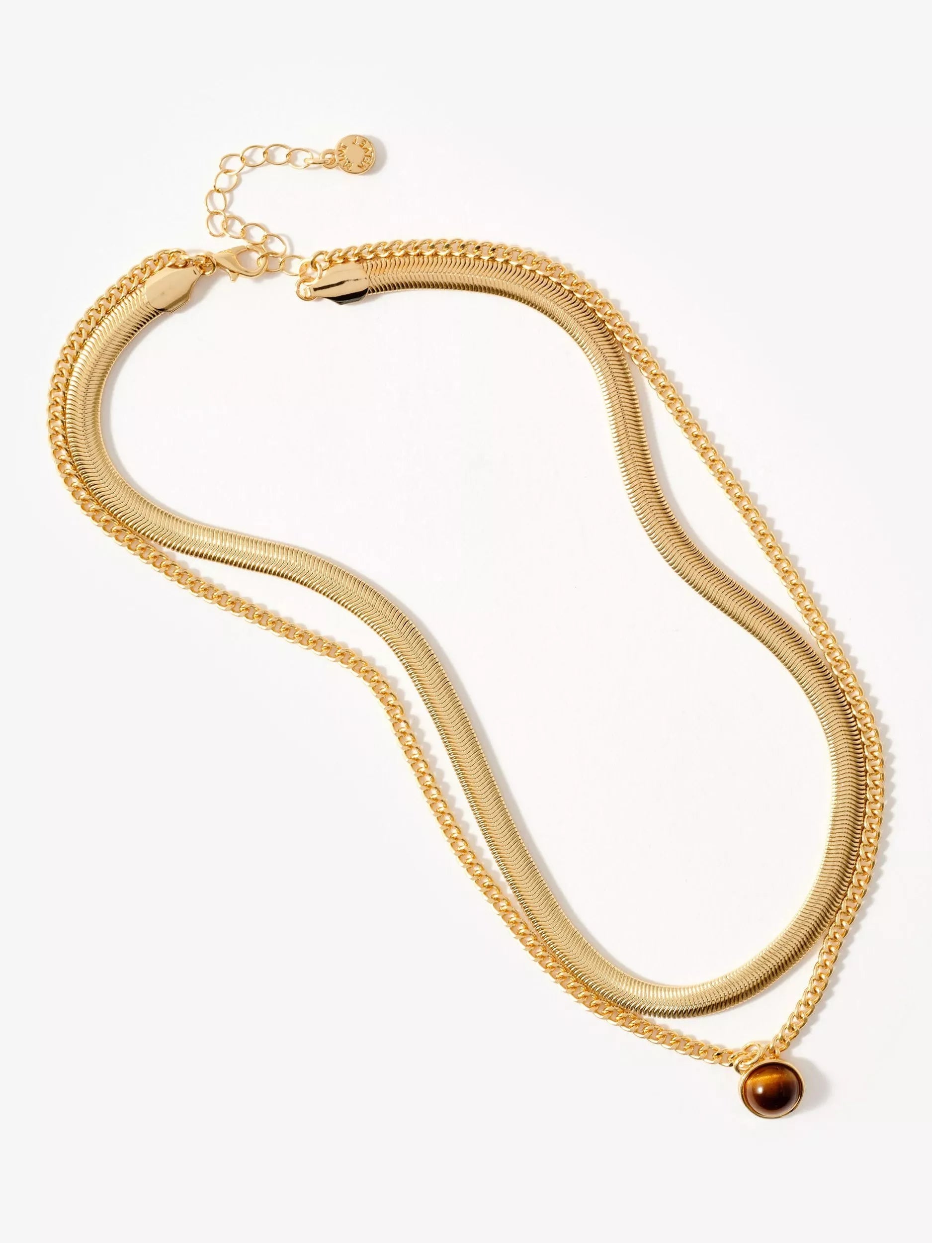 Mint Velvet layered stone necklace gold, UK version
