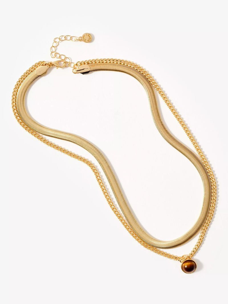 Mint Velvet layered stone necklace gold, UK version