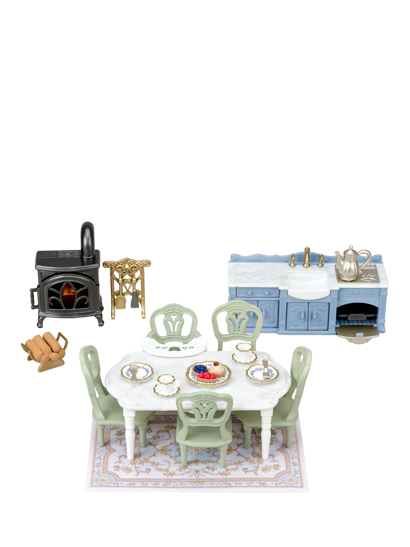Sylvanian Families dining room set dollhouse furniture, UK version