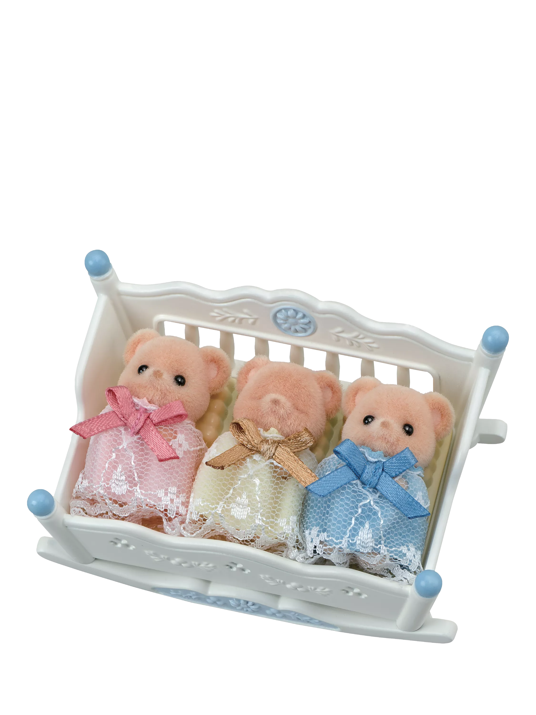 Sylvanian Families bear triplets toy set with cradle, imported from the UK