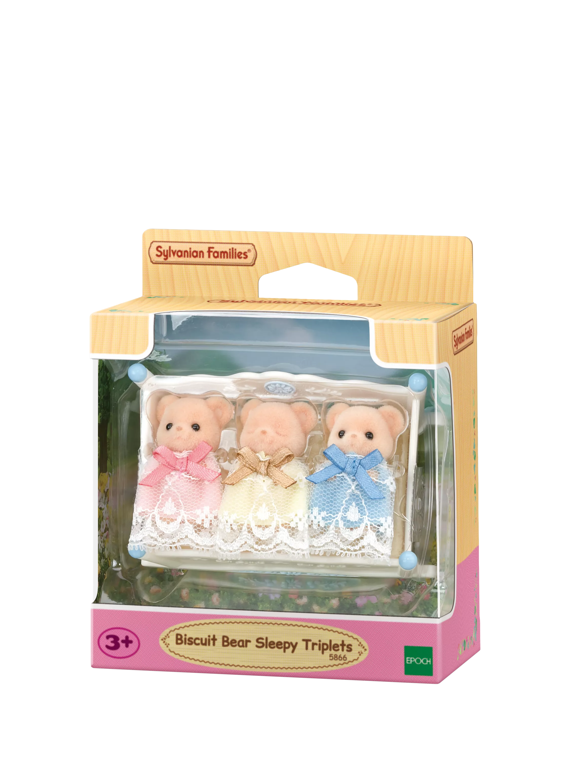 Sylvanian Families bear triplets toy set with cradle, imported from the UK