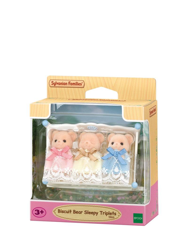 Sylvanian Families bear triplets toy set with cradle, imported from the UK