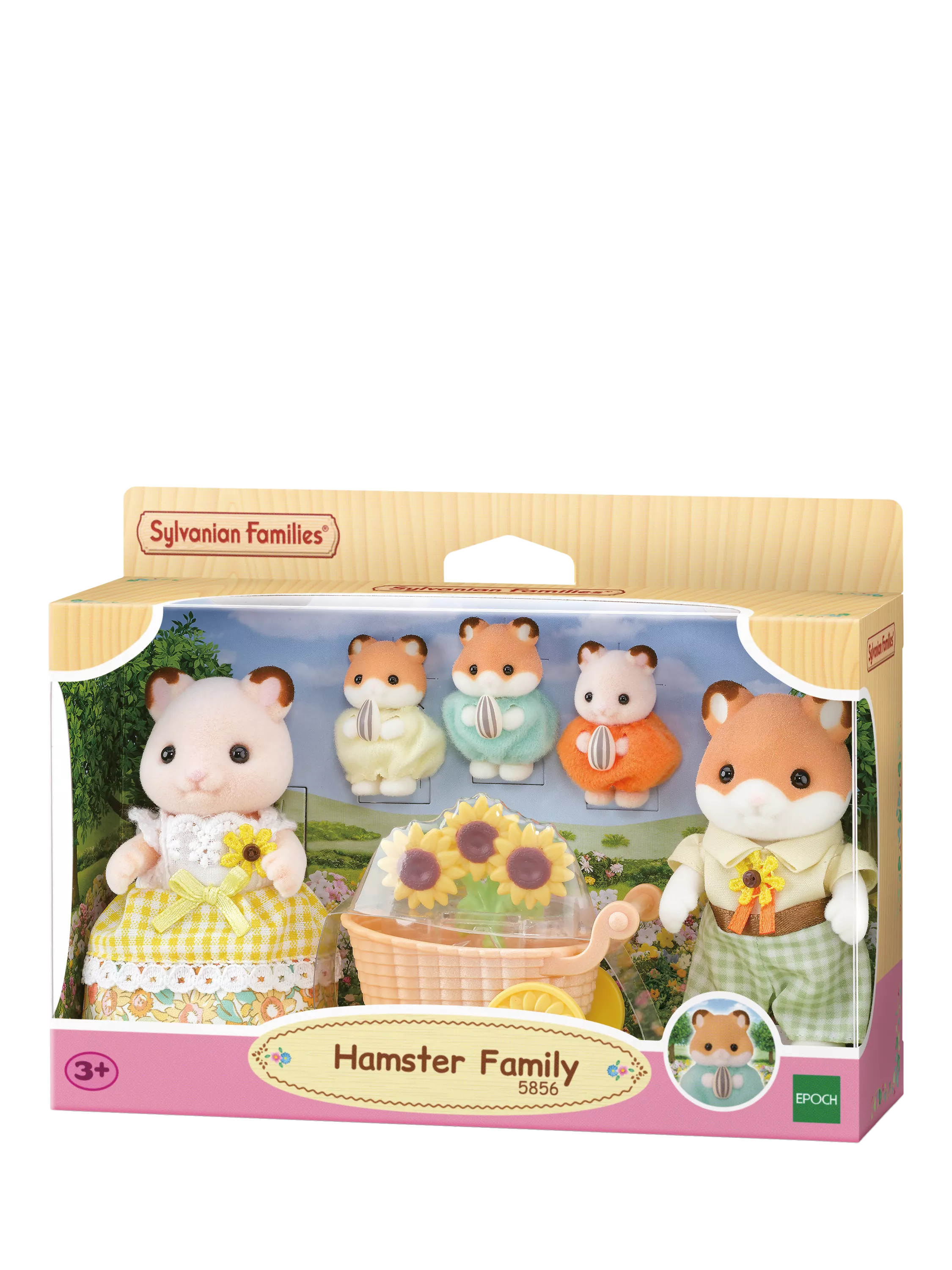 Sylvanian Families Hamster Family toy set with stroller, UK version