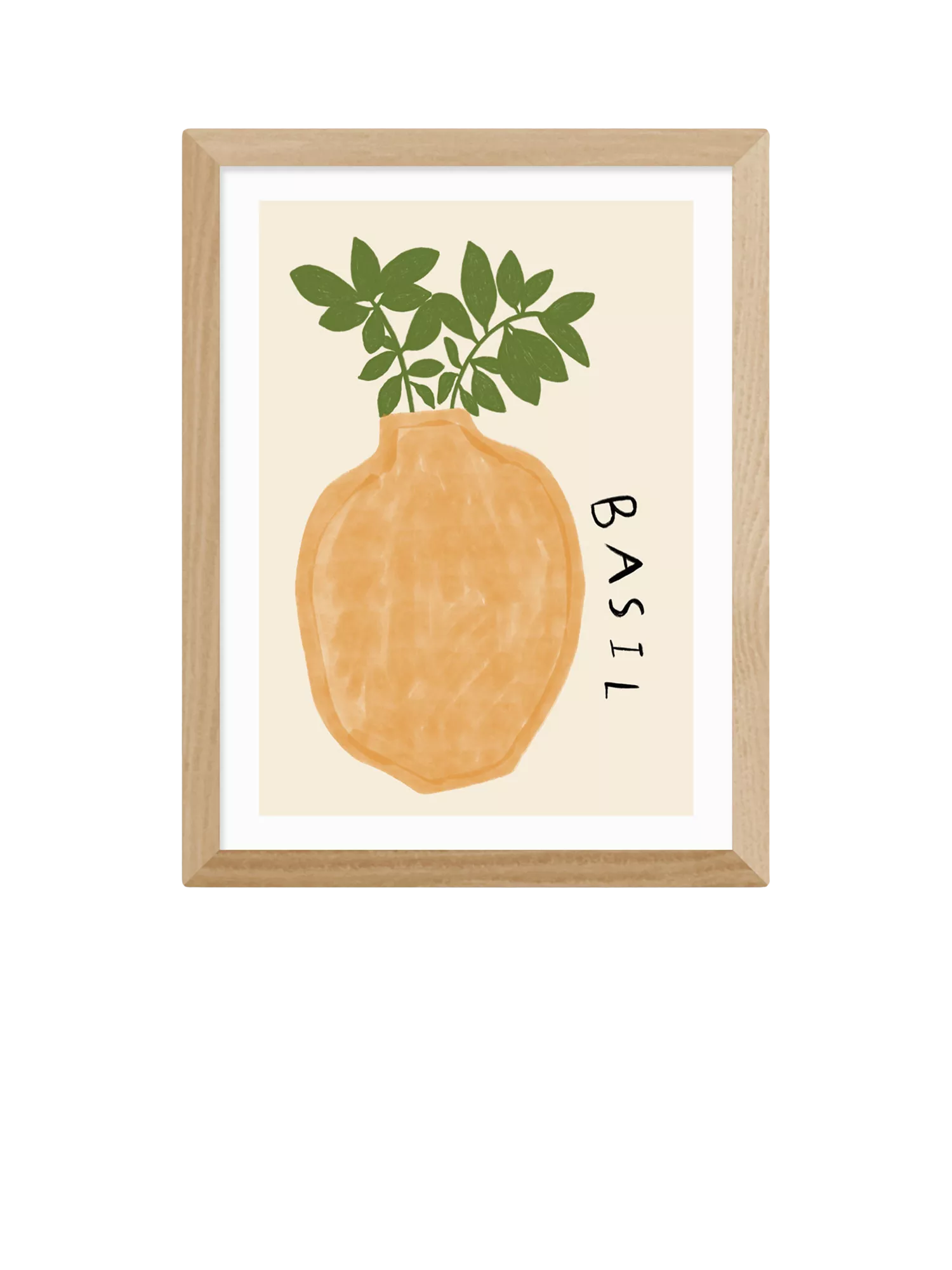 EAST END PRINTS basil plant framed print 43.4x33.4 cm, imported from the UK