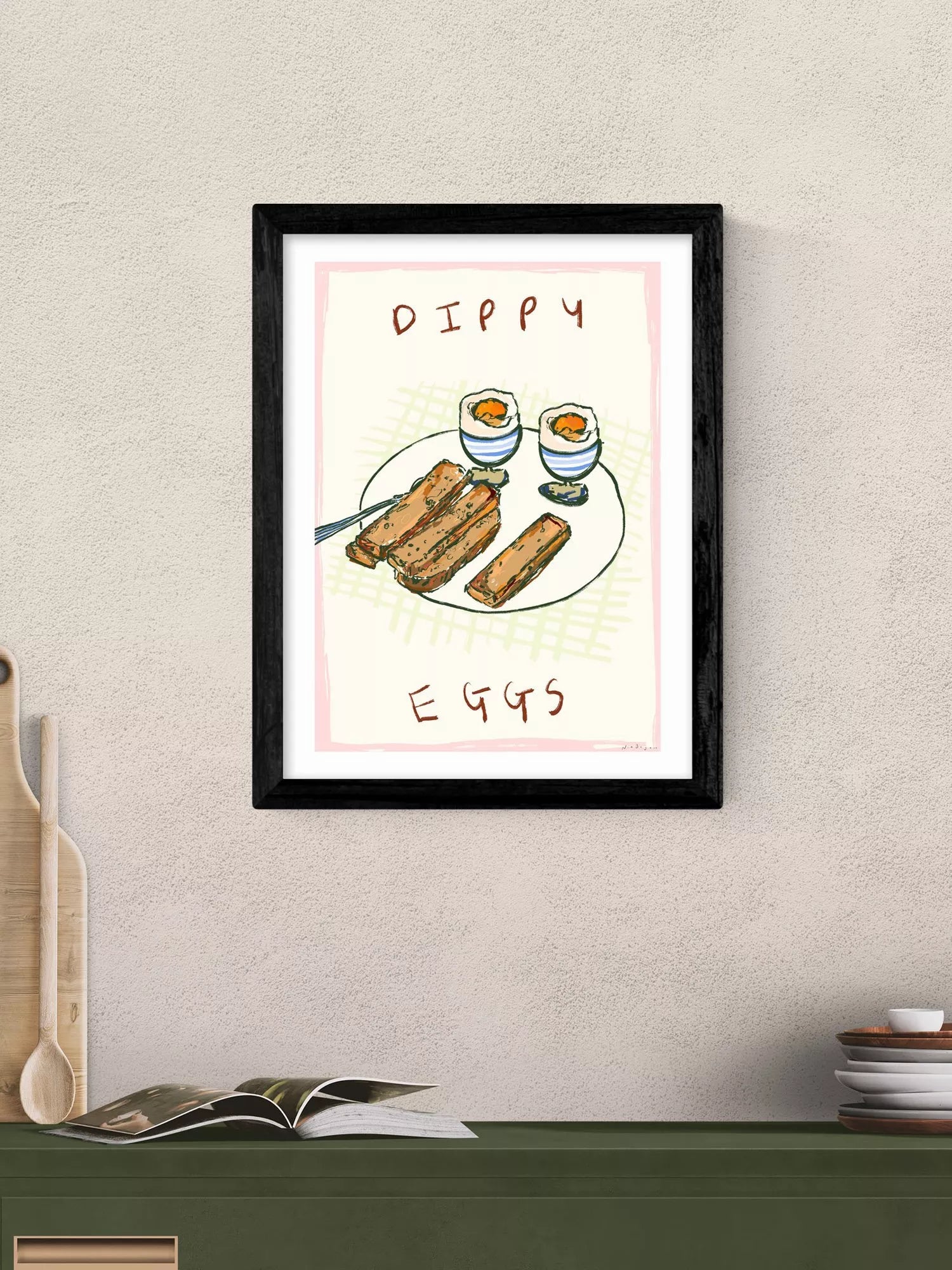 East End Prints dippy eggs framed print 43.4x33.4 cm, UK version