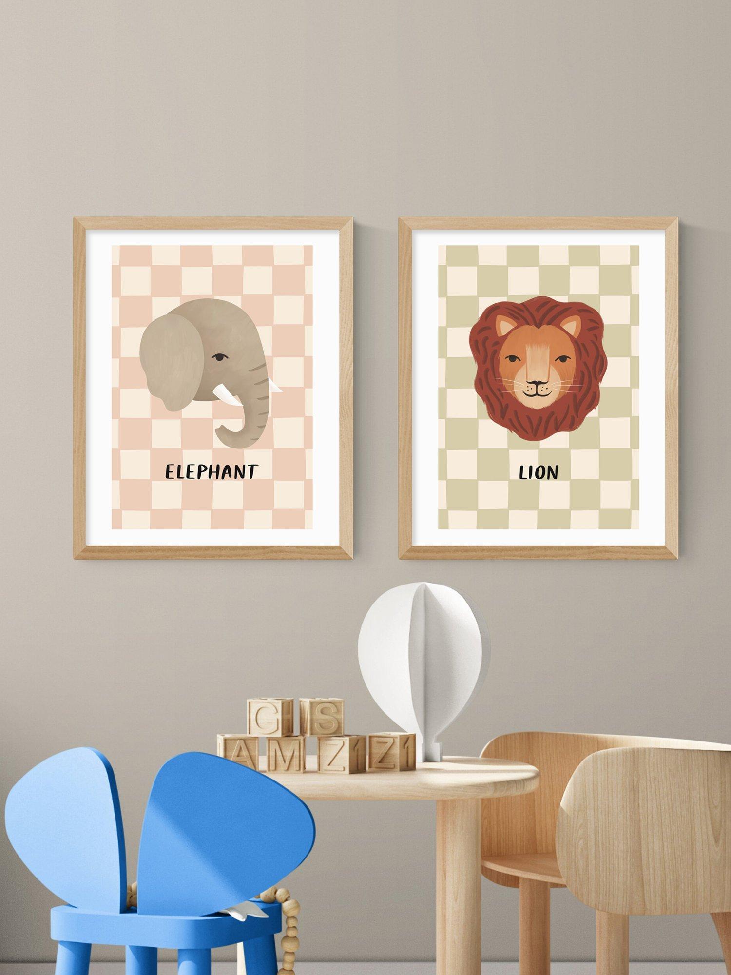 East End Prints elephant lion framed print 53.4x43.4cm, imported from the UK