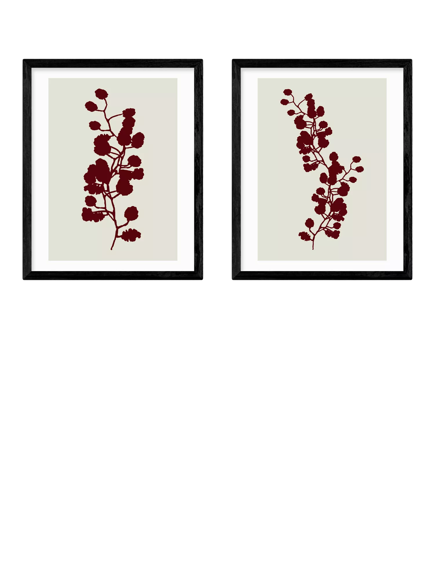 East End Prints floral silhouette framed print set 53x43cm - British product