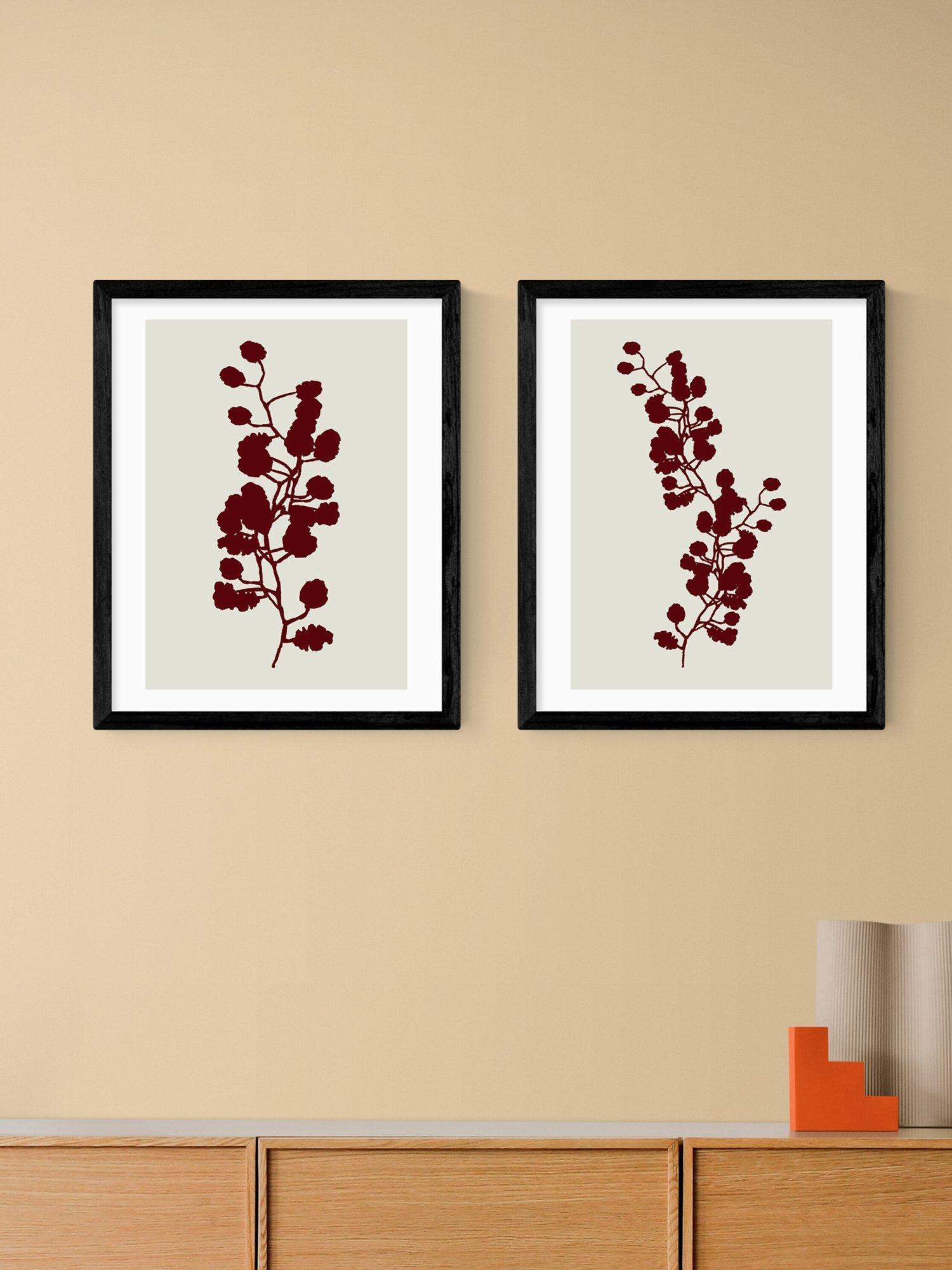 East End Prints floral silhouette framed print set 53x43cm - British product