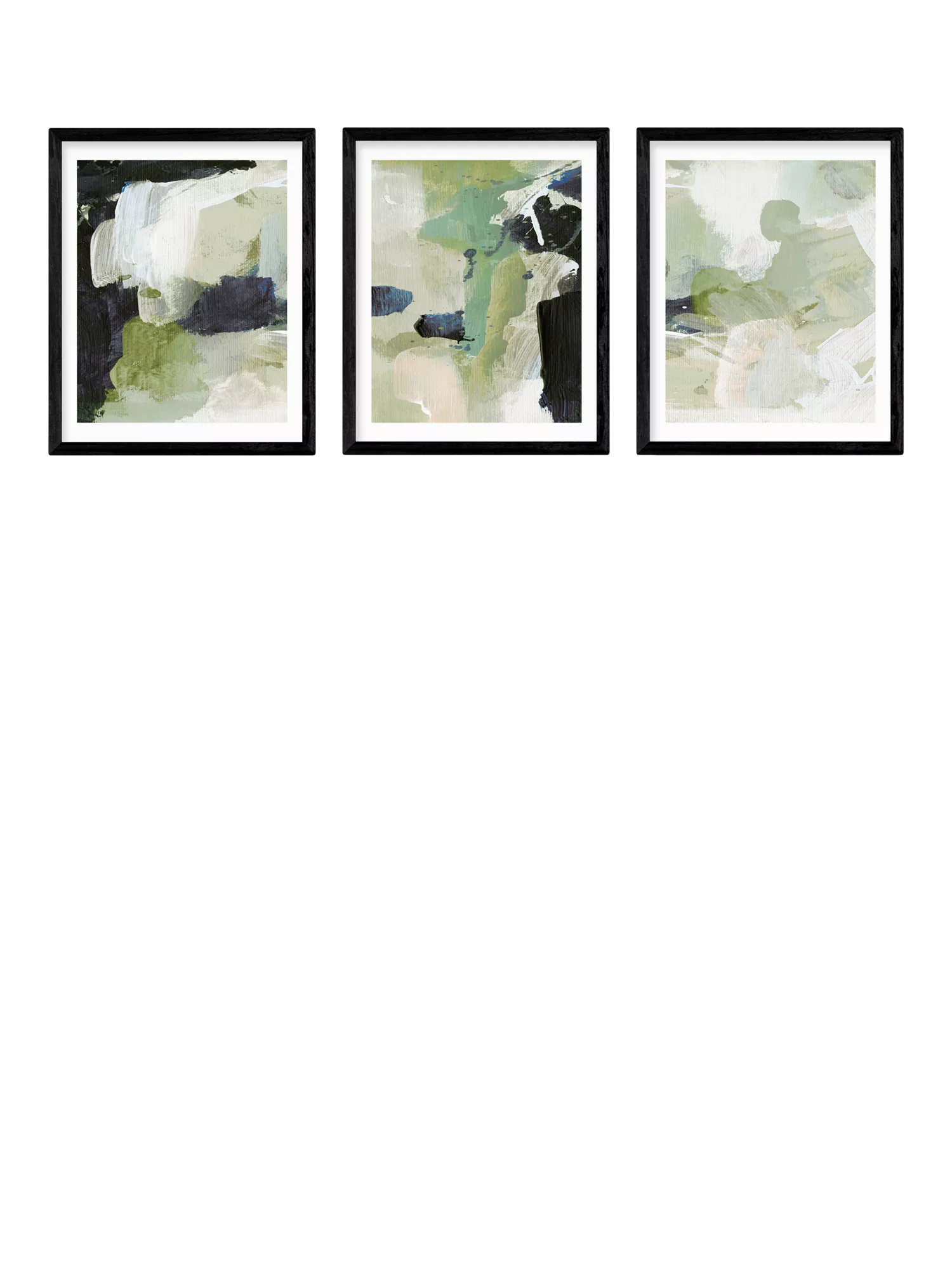 East End Prints Green Abstract framed print set 53.4x43.4cm (British brand)