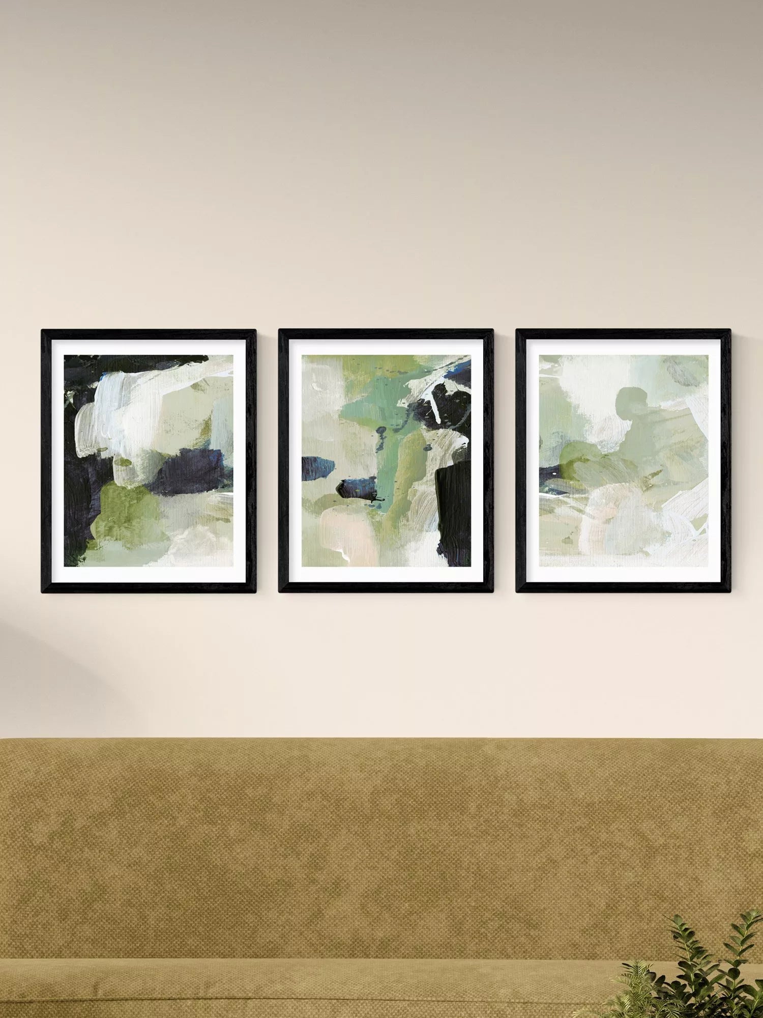 East End Prints Green Abstract framed print set 53.4x43.4cm (British brand)