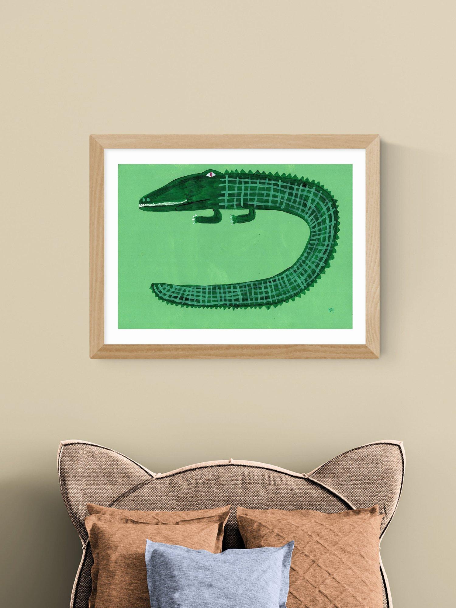 EAST END PRINTS Green Crocodile framed print 33.4x43.4cm (British brand)
