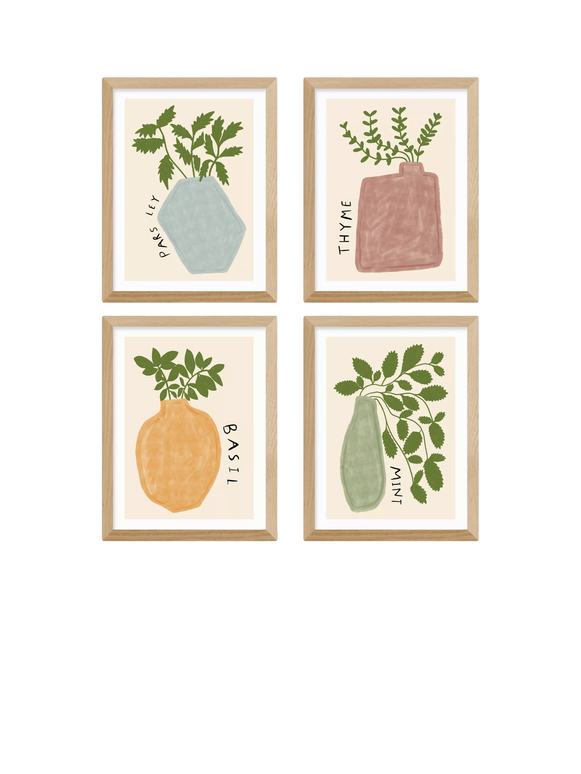 EAST END PRINTS framed herb prints set of 4, UK version