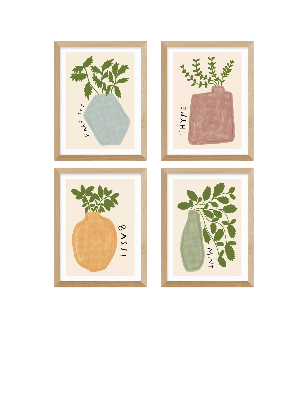 EAST END PRINTS framed herb prints set of 4, UK version