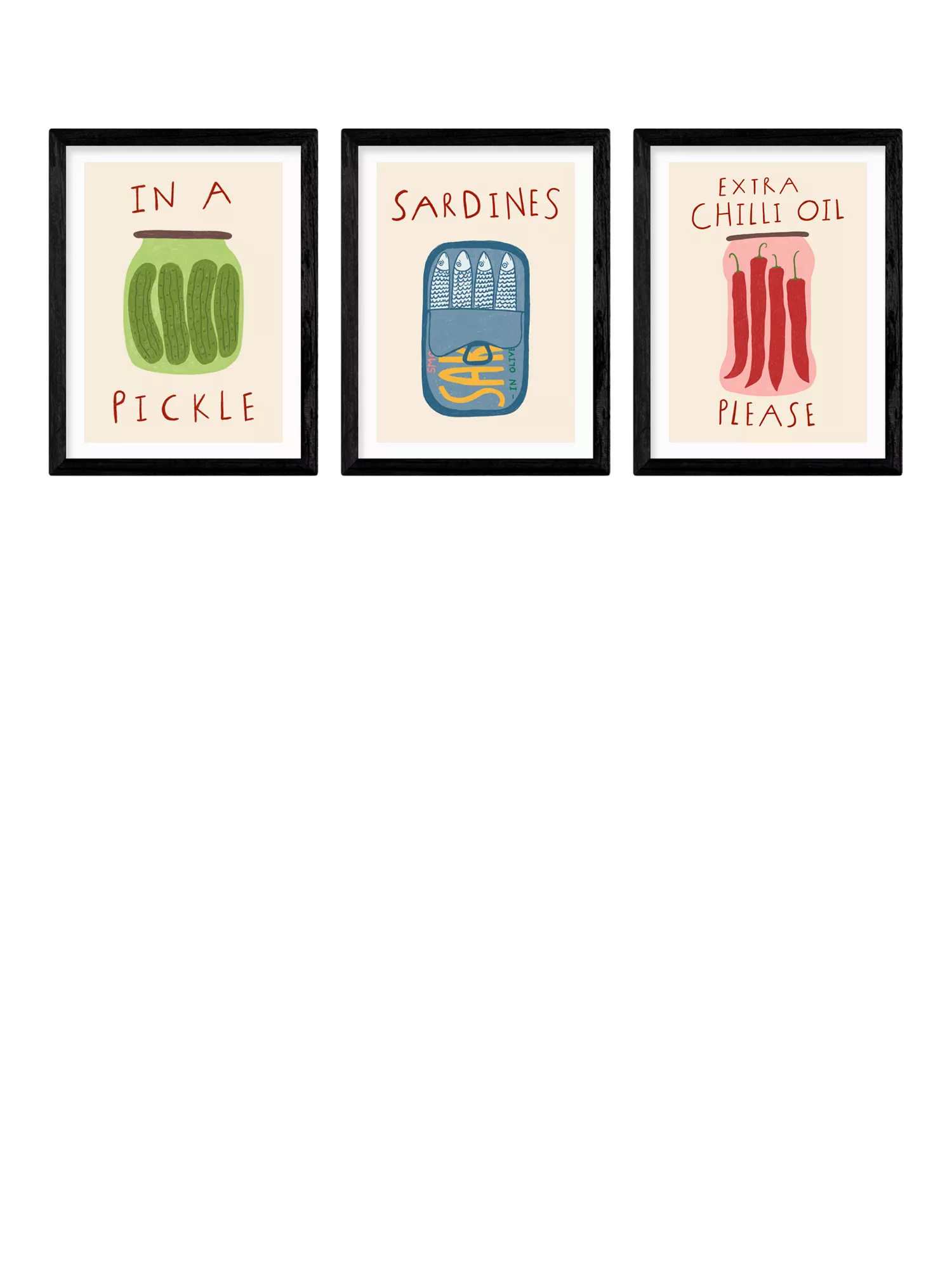 EAST END PRINTS Kitchen Pantry framed prints set 43.4x33.4cm (British brand)