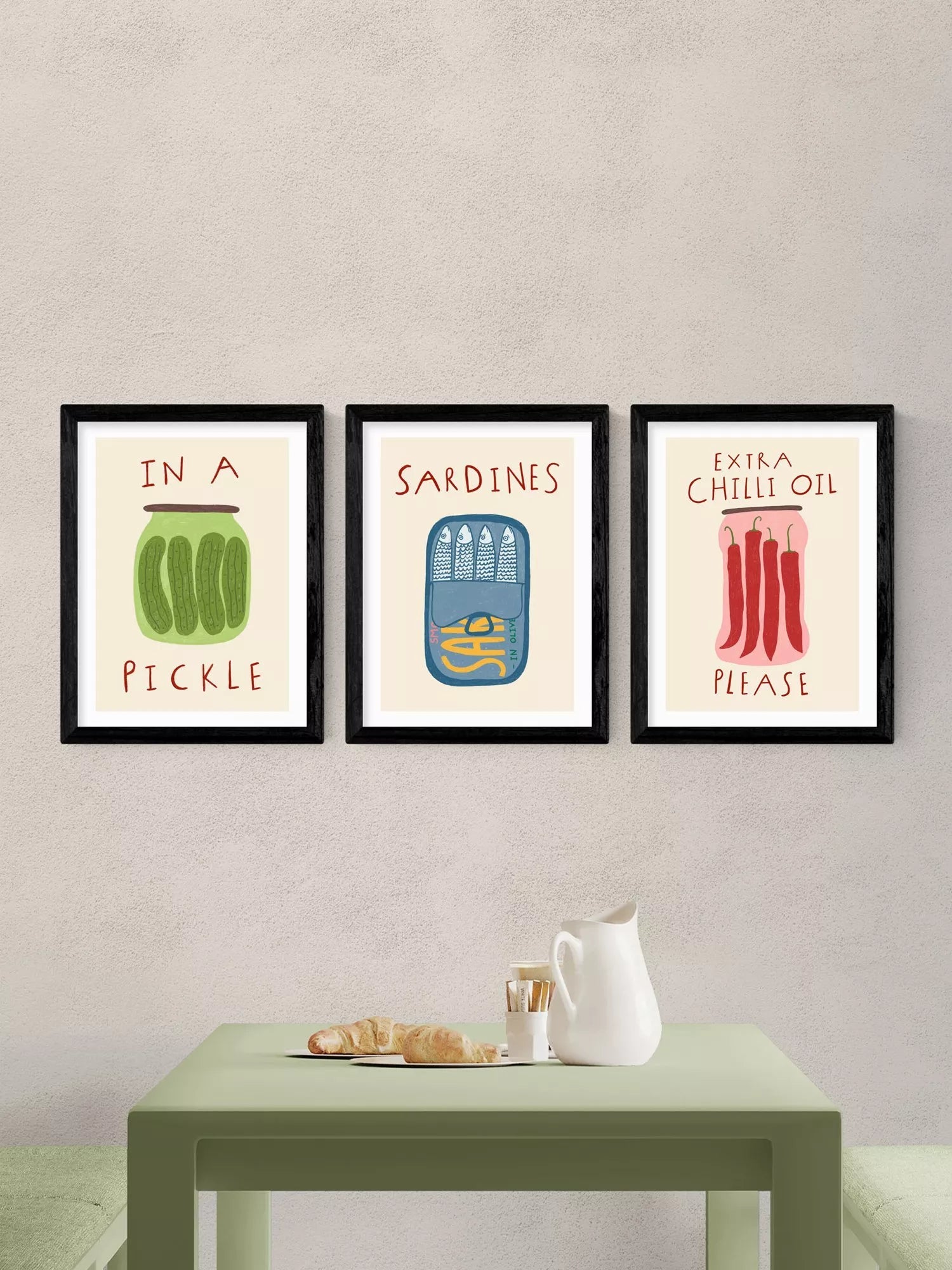 EAST END PRINTS Kitchen Pantry framed prints set 43.4x33.4cm (British brand)