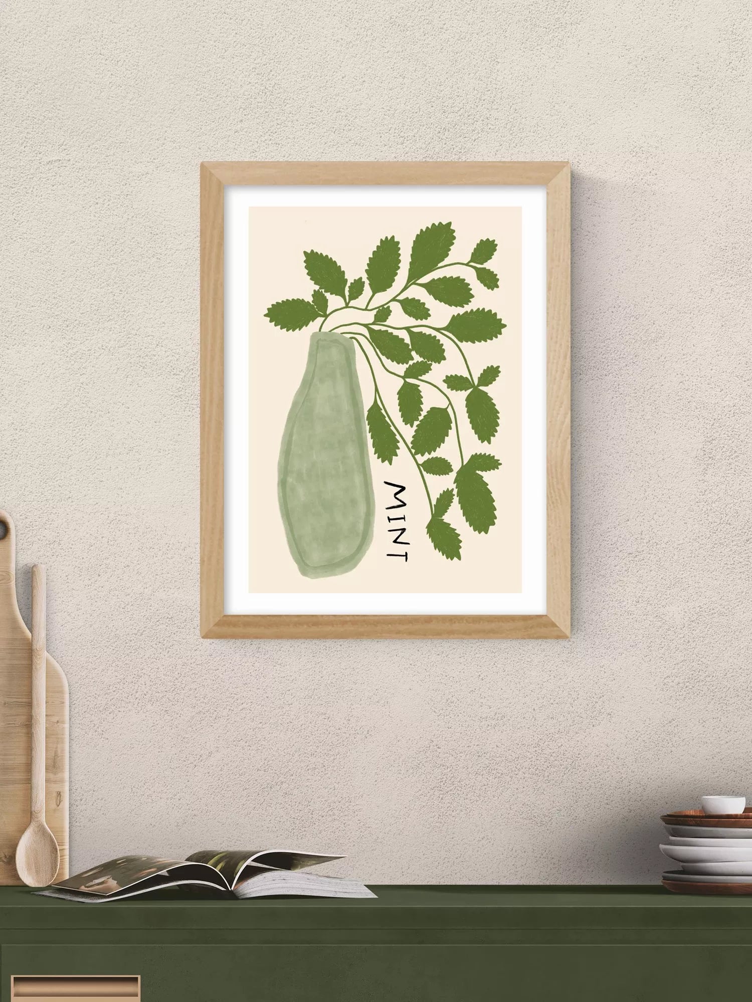 East End Prints mint plant framed print, imported from the UK