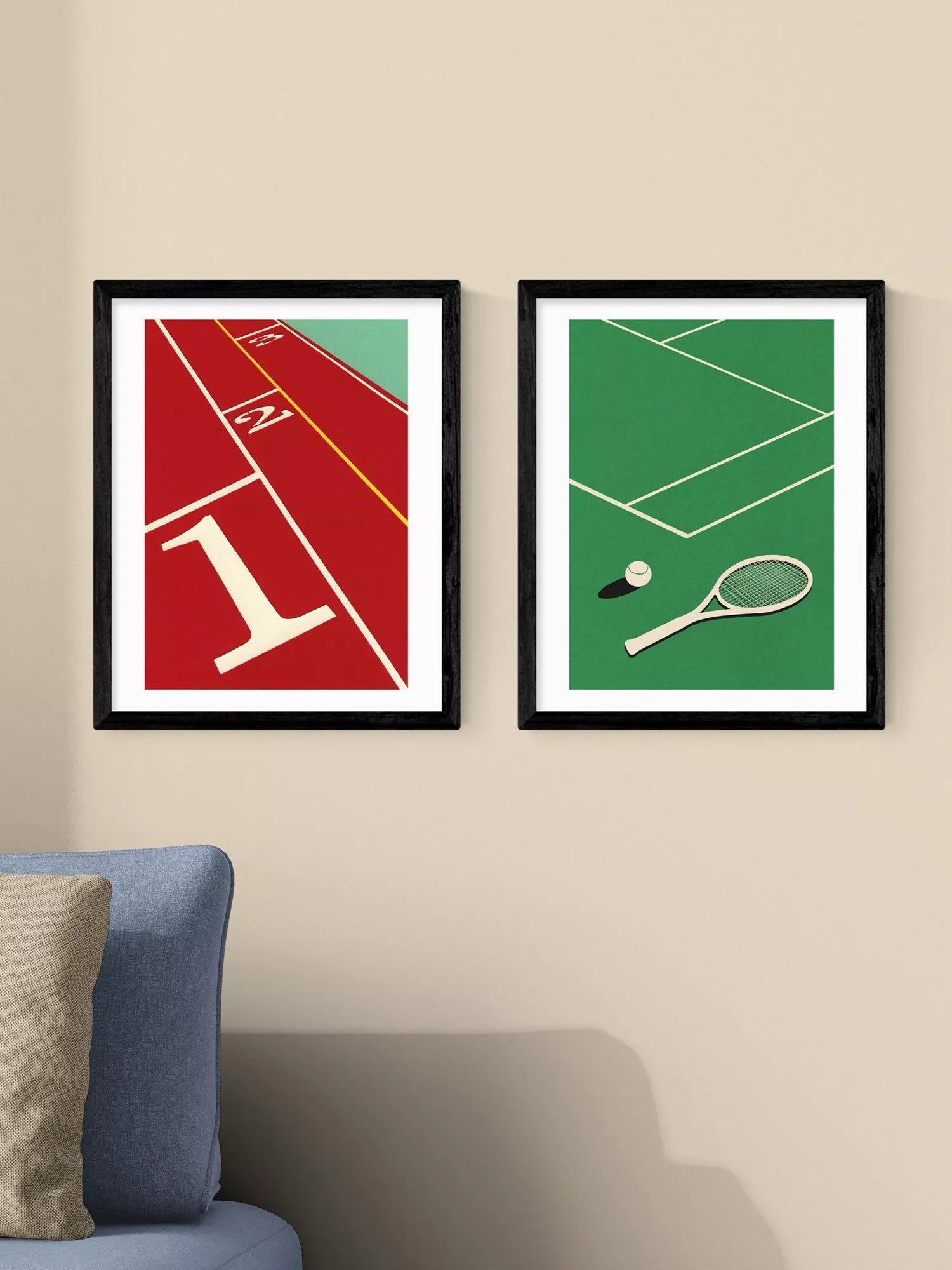 EAST END PRINTS framed print set Racket & Run 53.4x43.4cm (British brand)