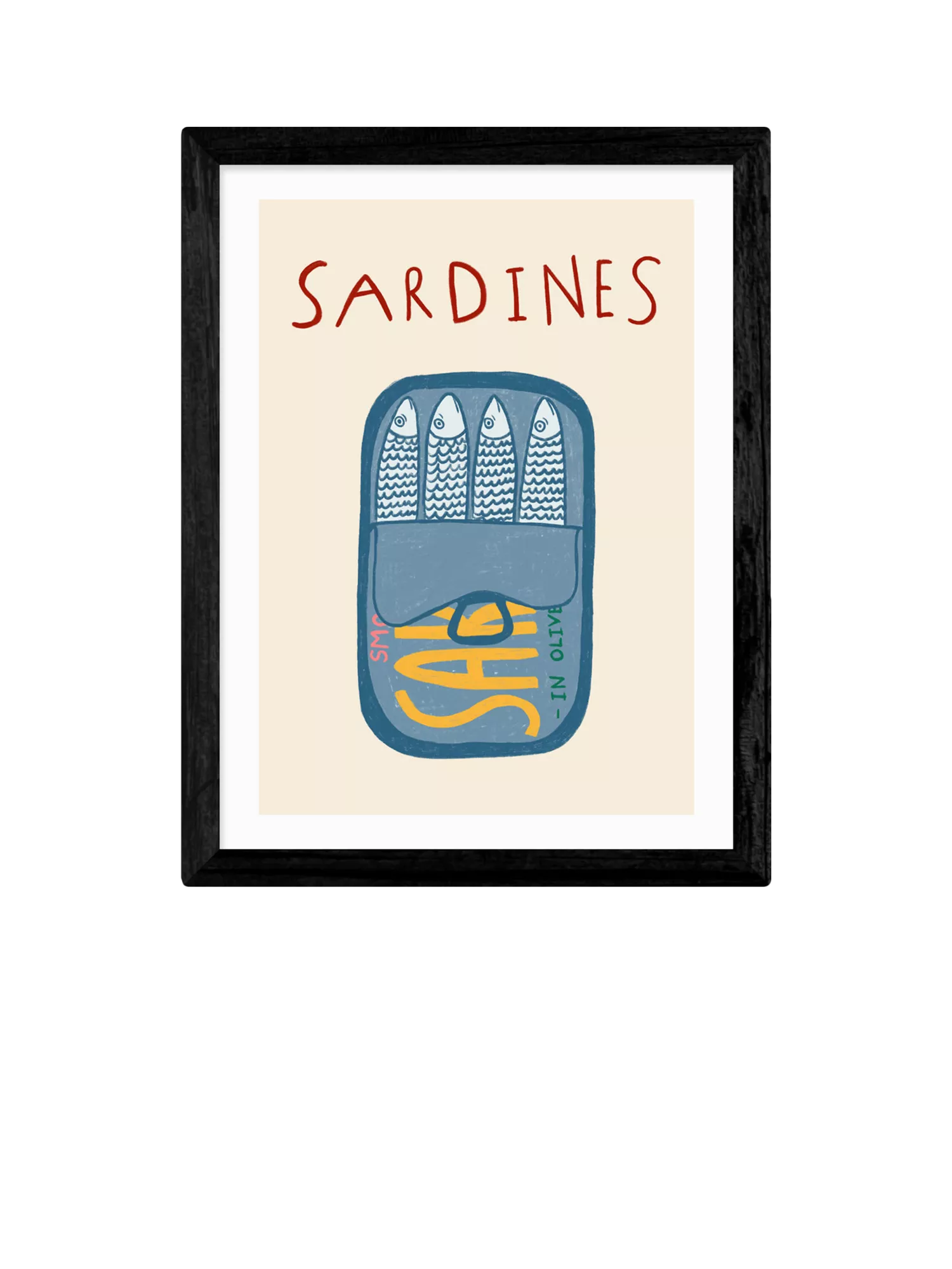 EAST END PRINTS framed print Sardines in Tin 43.4x33.4cm - British product