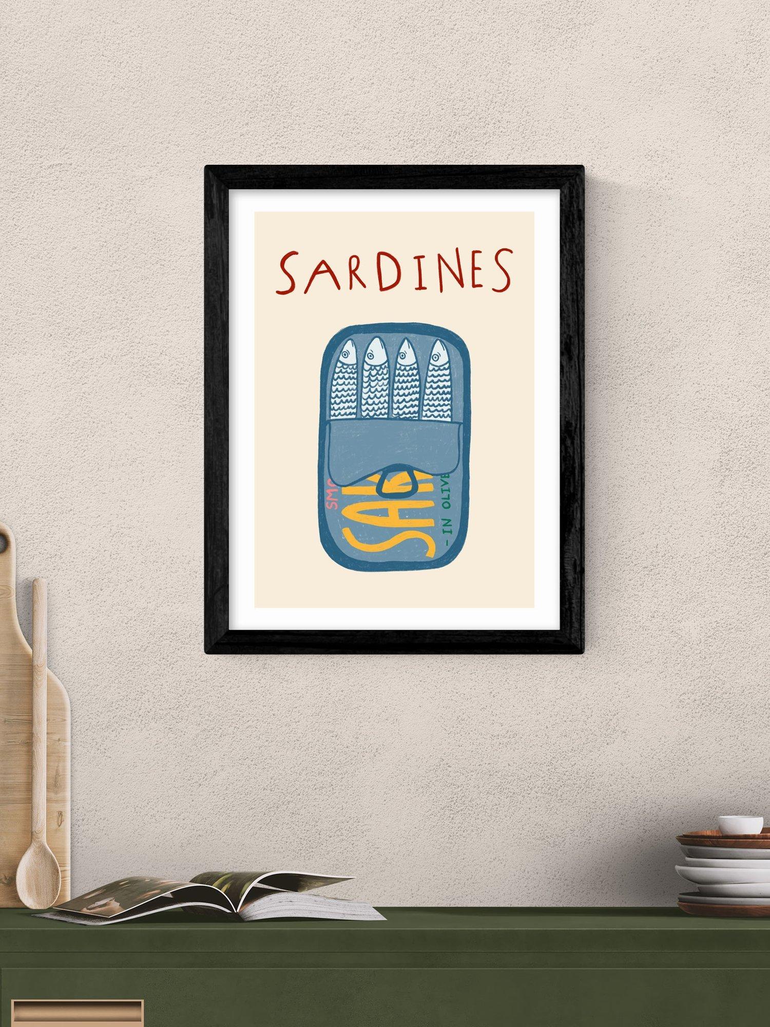 EAST END PRINTS framed print Sardines in Tin 43.4x33.4cm - British product