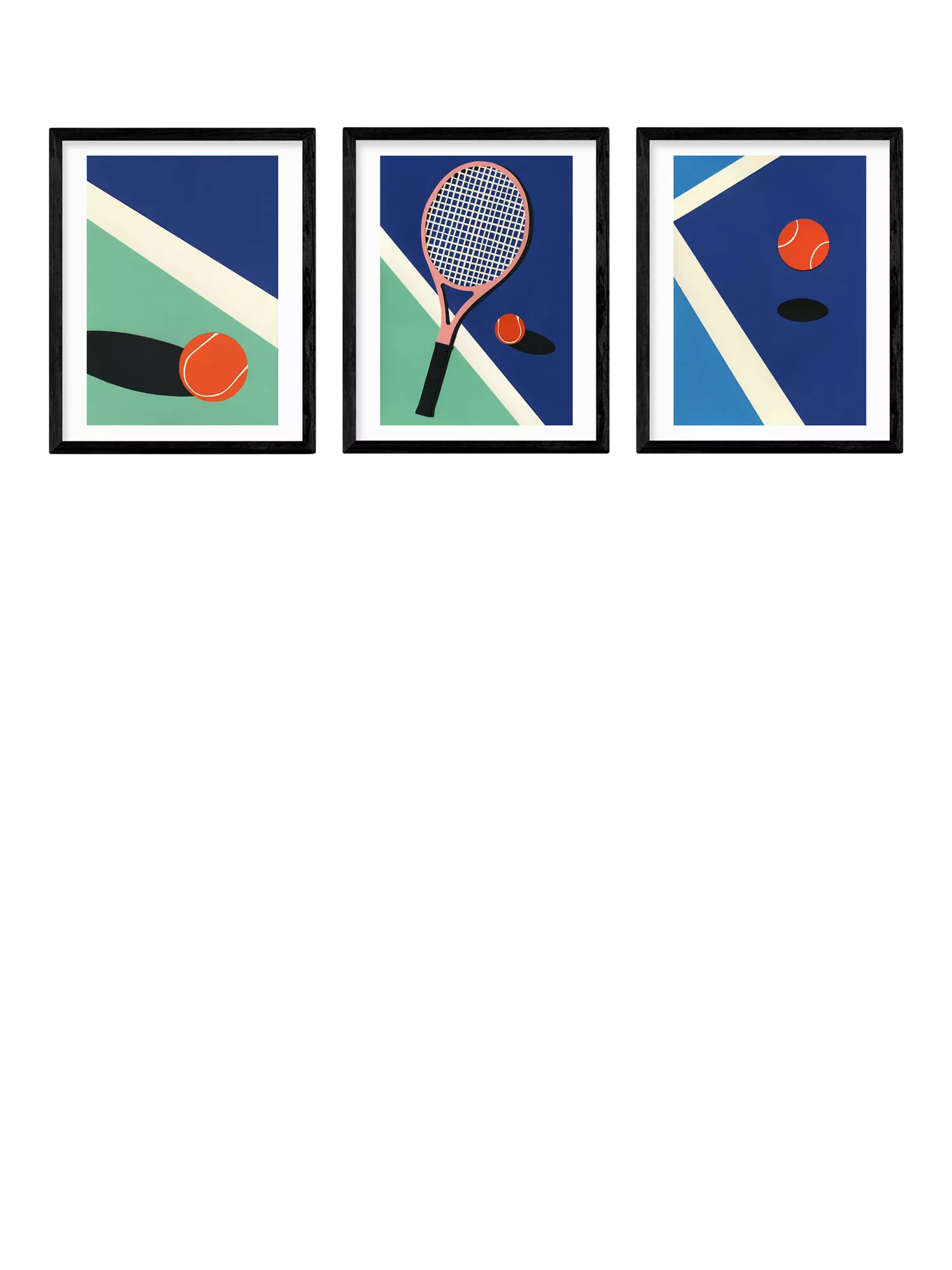 EAST END PRINTS Tennis framed print set 53.4x43.4cm, UK version
