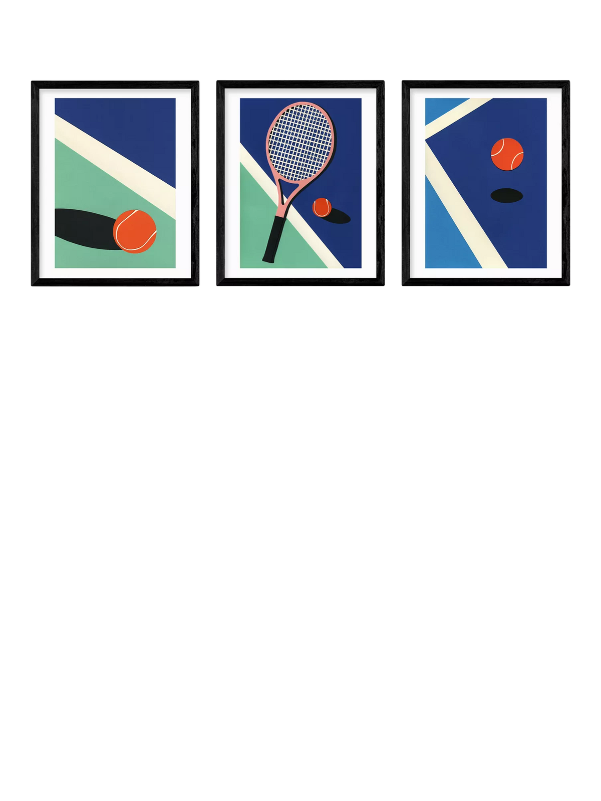 EAST END PRINTS Tennis framed print set 53.4x43.4cm, UK version