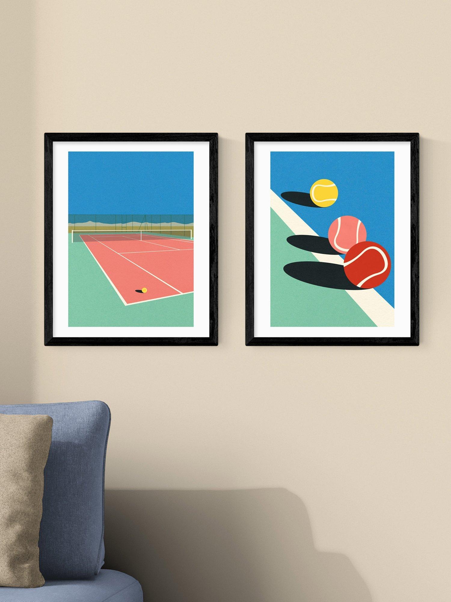 EAST END PRINTS tennis balls framed print set 53.4cm, imported from the UK