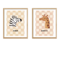 East End Prints zebra and giraffe framed print set 53.4x43.4cm, UK version