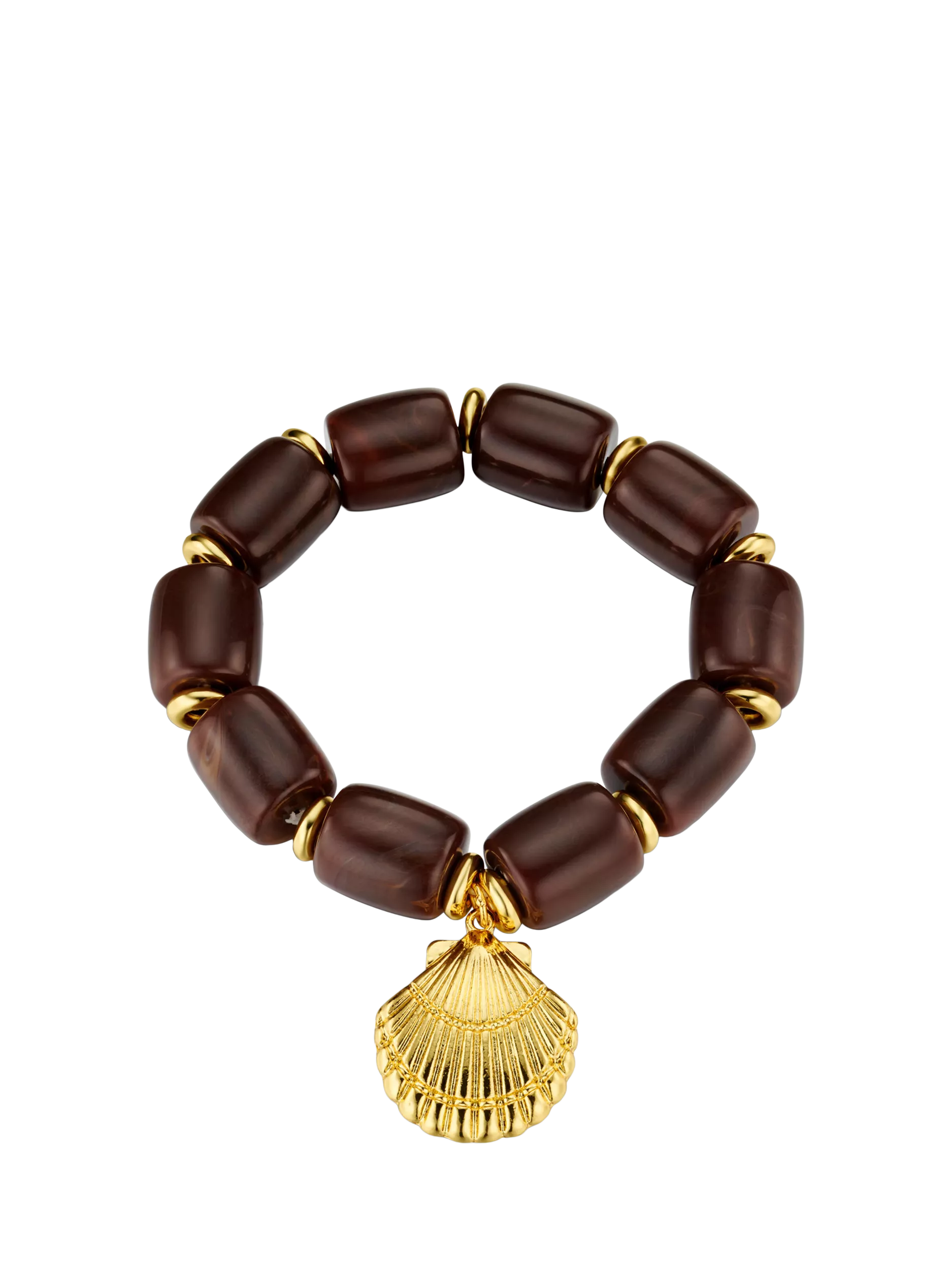 Orelia chunky beaded shell charm bracelet 18cm gold - British product