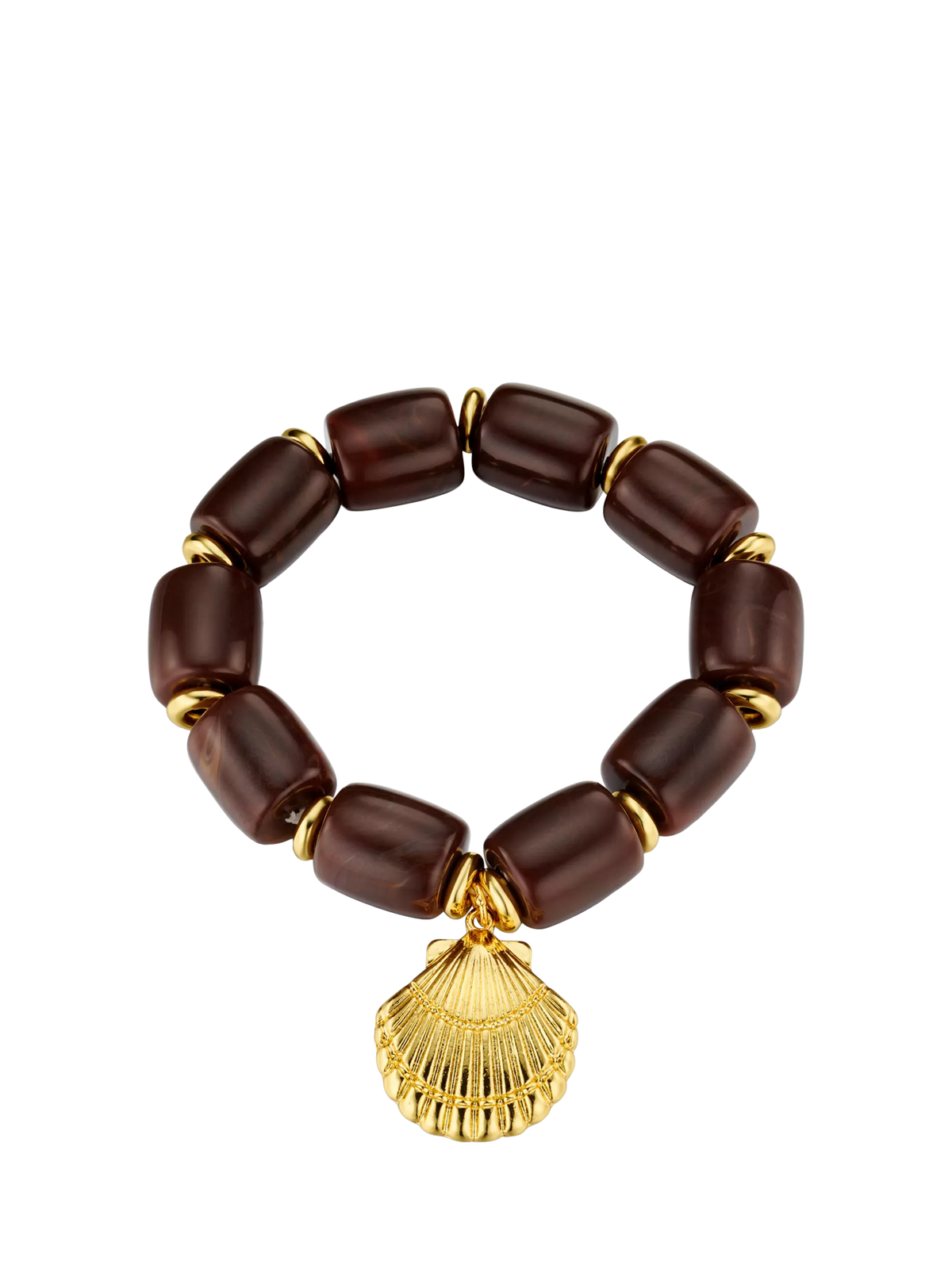 Orelia chunky beaded shell charm bracelet 18cm gold - British product