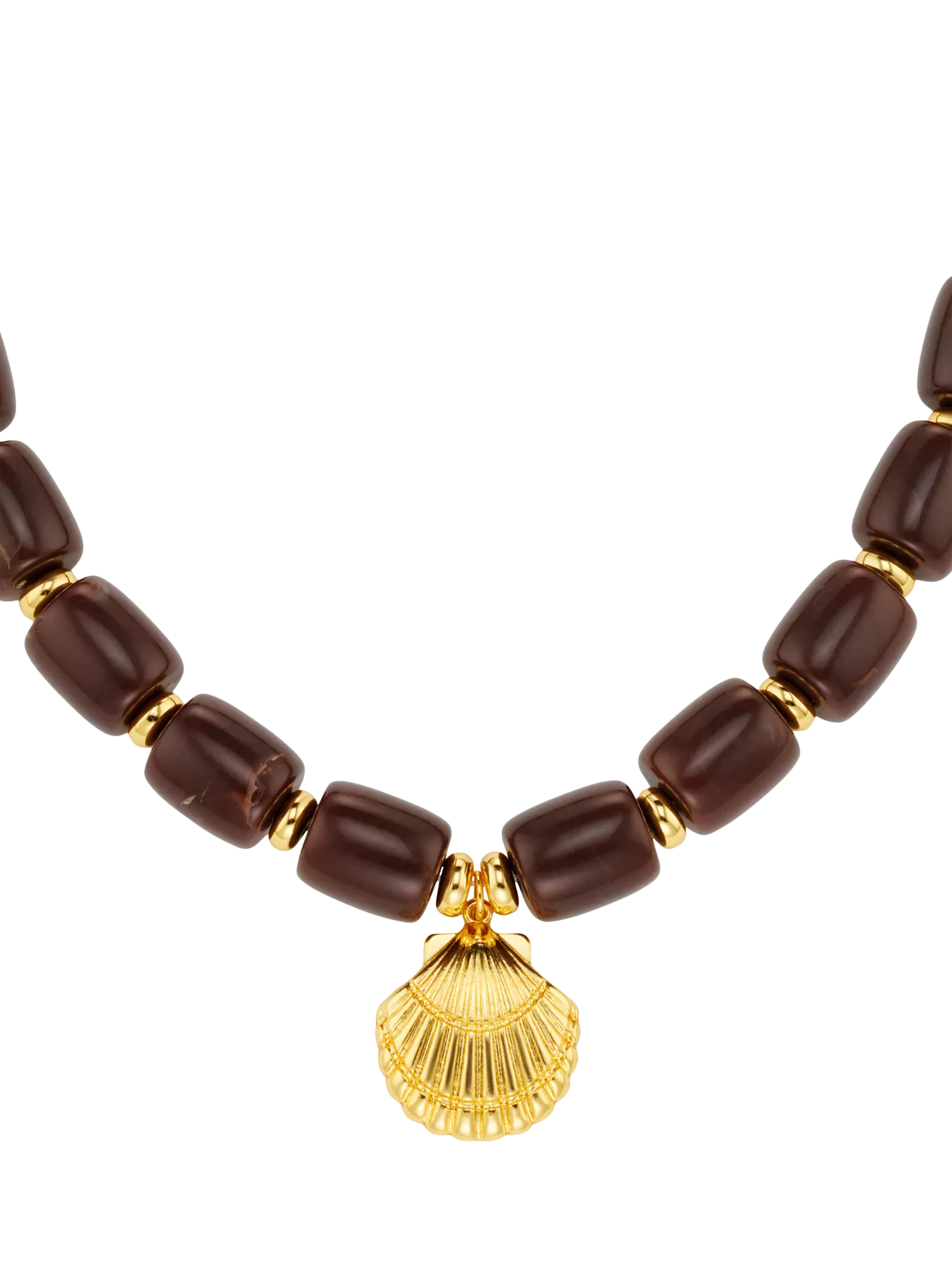 Orelia chunky beaded shell charm necklace gold, UK version
