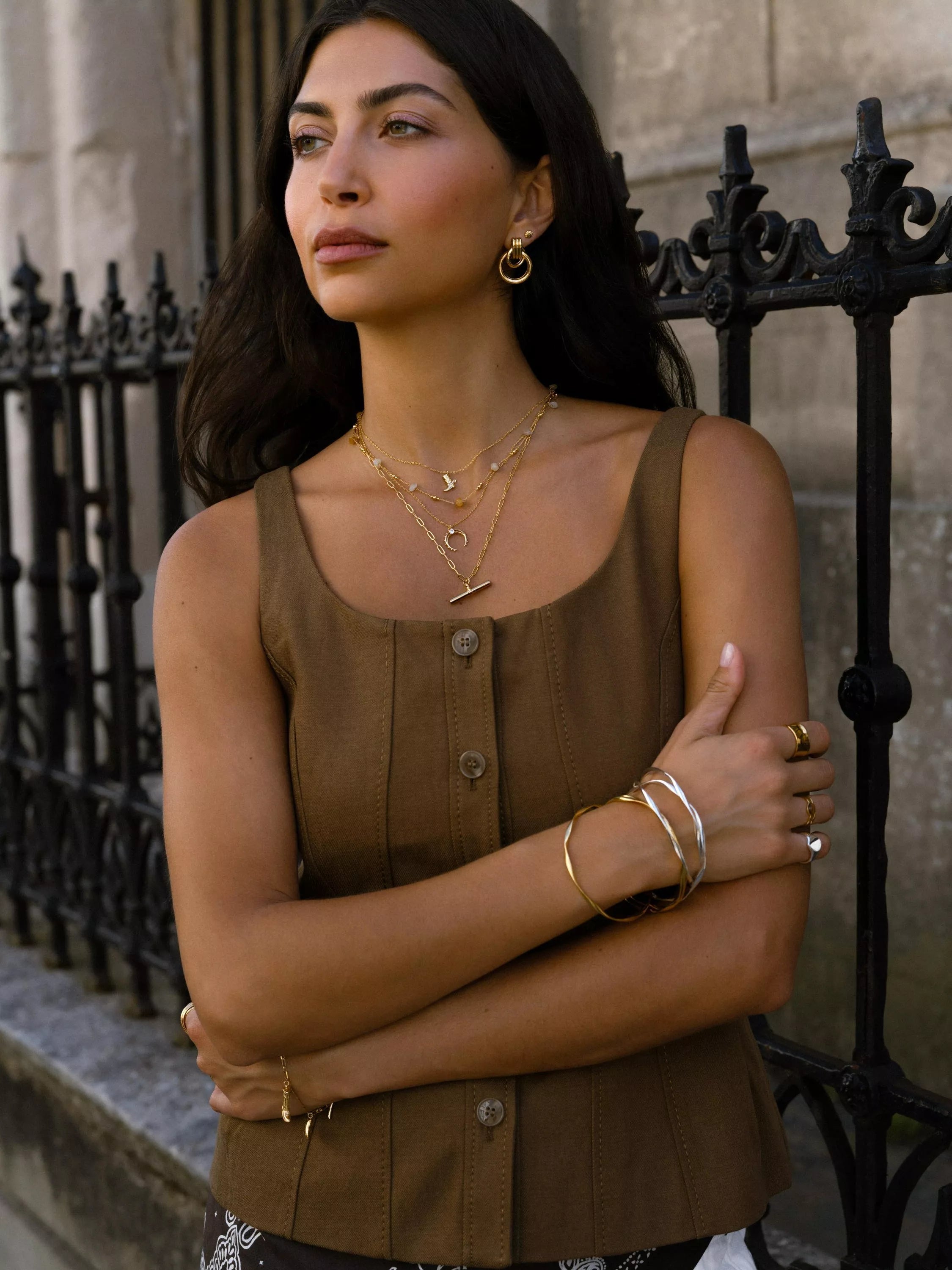 Orelia gold plated chip and bead necklace, UK version