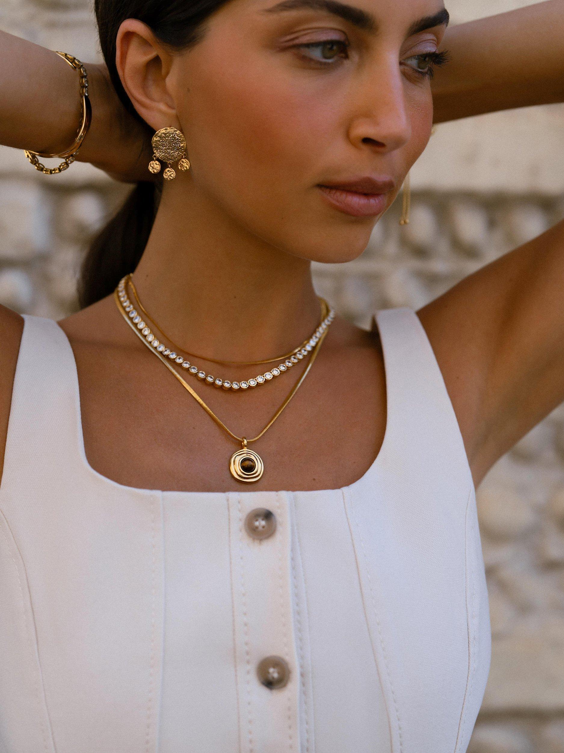 Orelia Tiger's Eye pendant necklace gold plated (British brand)