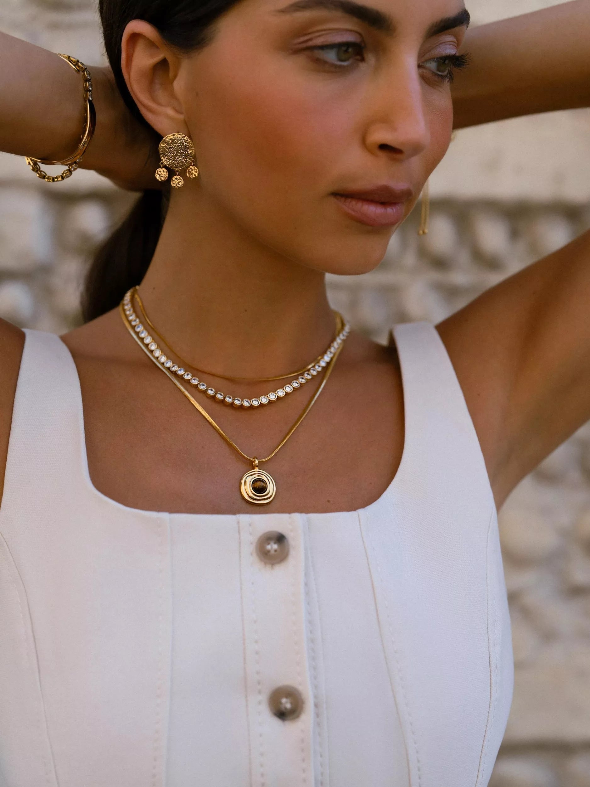 Orelia Tiger's Eye pendant necklace gold plated (British brand)