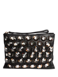 Pre-loved Marni embellished leather clutch with gold hardware - British product