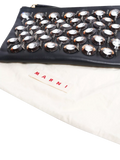 Pre-loved Marni embellished leather clutch with gold hardware - British product