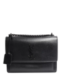 SAINT LAURENT medium Sunset crossbody bag black leather, UK version