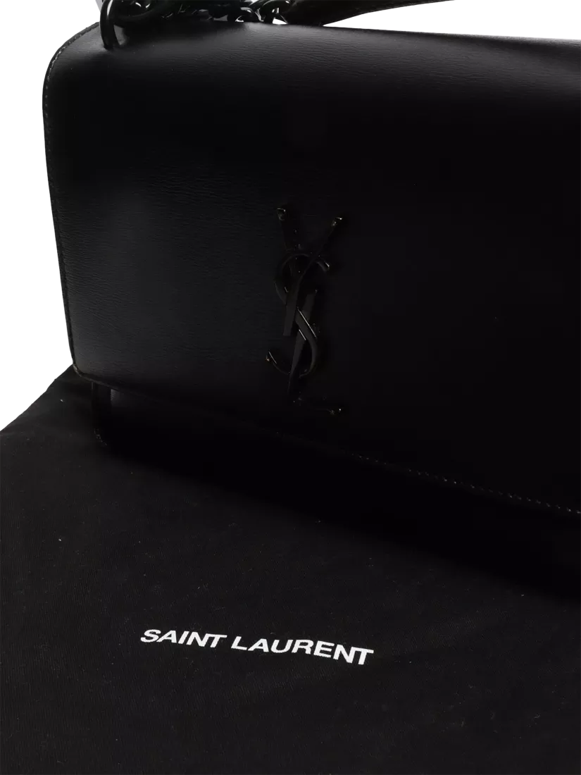 SAINT LAURENT medium Sunset crossbody bag black leather, UK version