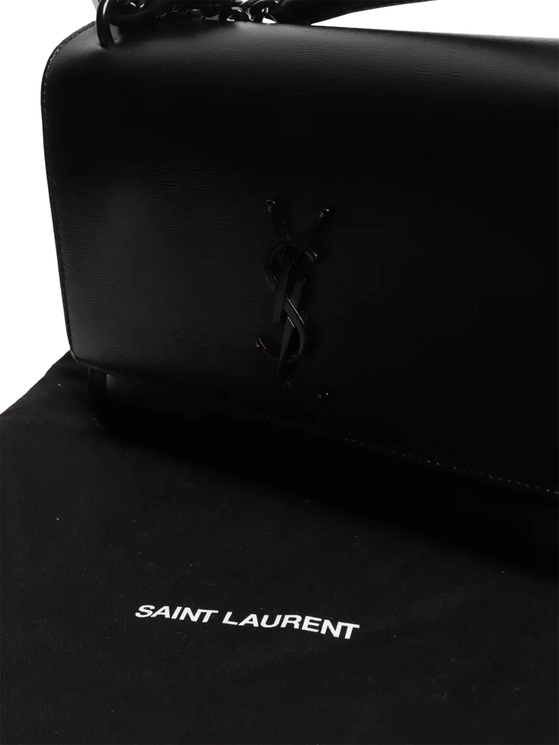 SAINT LAURENT medium Sunset crossbody bag black leather, UK version