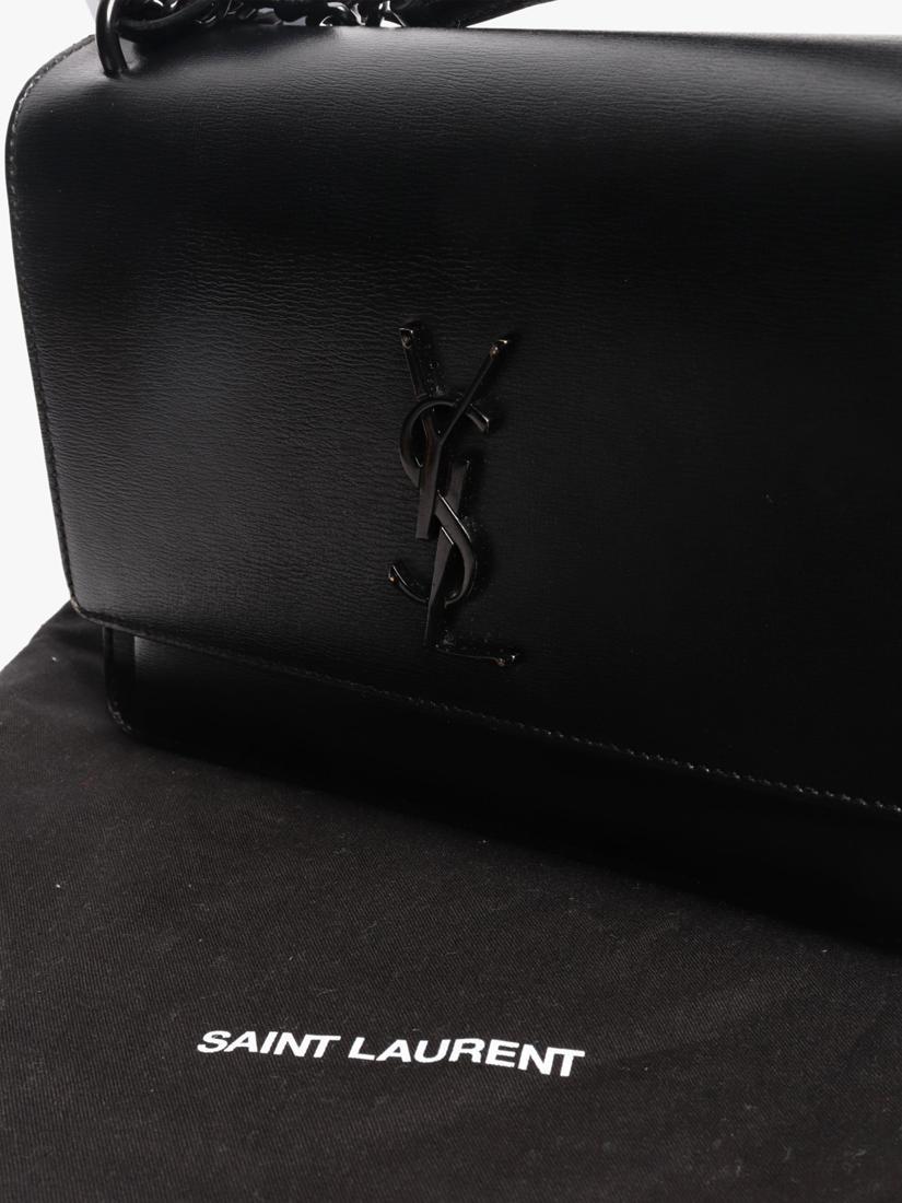 SAINT LAURENT medium Sunset crossbody bag black leather, UK version
