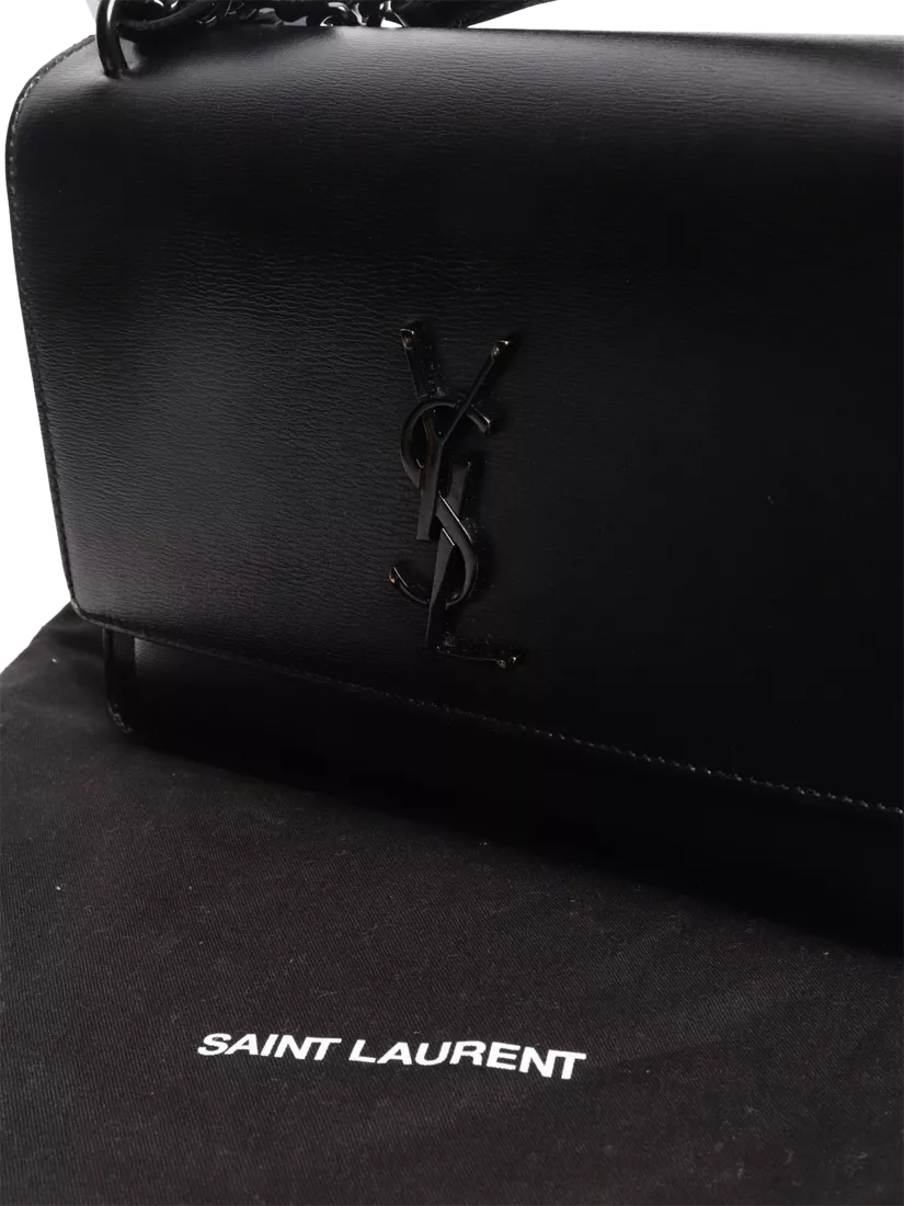 SAINT LAURENT medium Sunset crossbody bag black leather, UK version