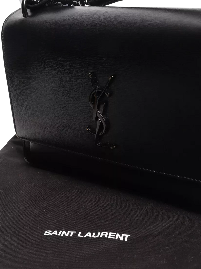 SAINT LAURENT medium Sunset crossbody bag black leather, UK version