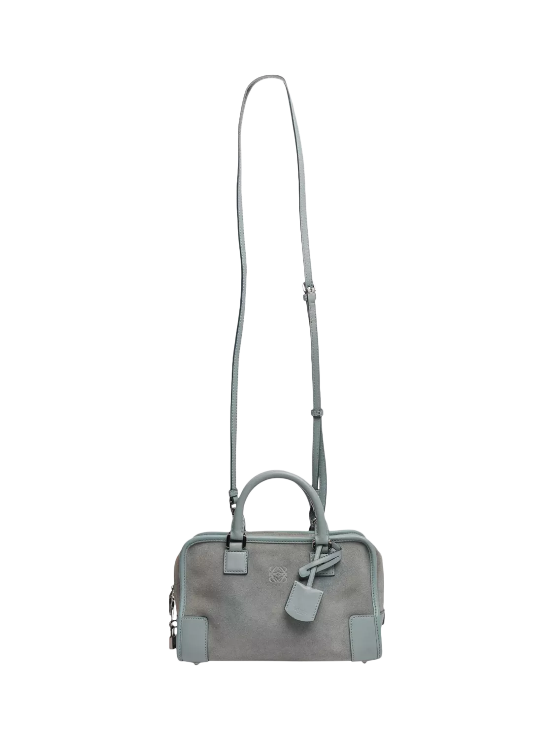 LOEWE Mini Amazona suede crossbody bag blue, imported from the UK