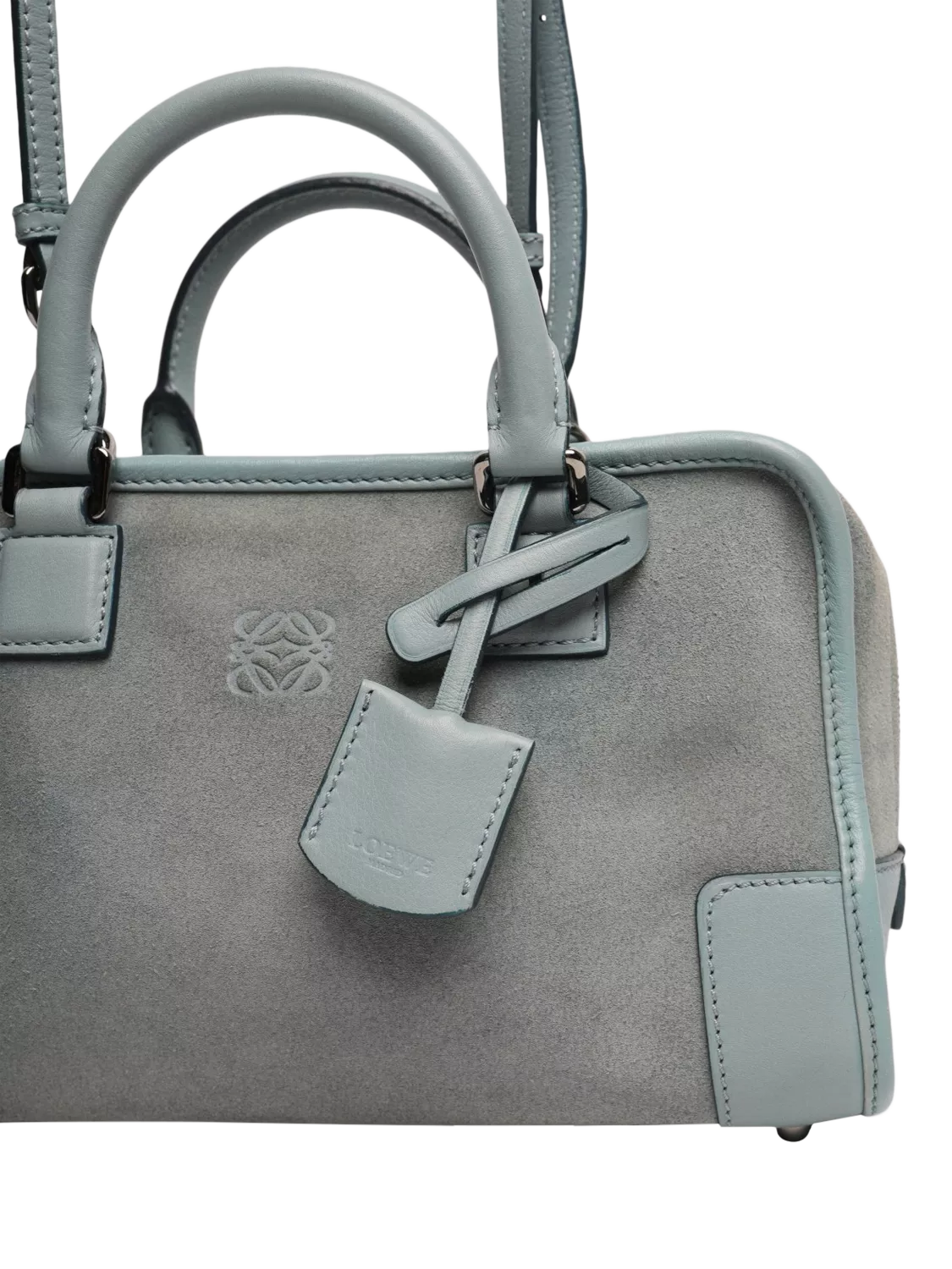 LOEWE Mini Amazona suede crossbody bag blue, imported from the UK