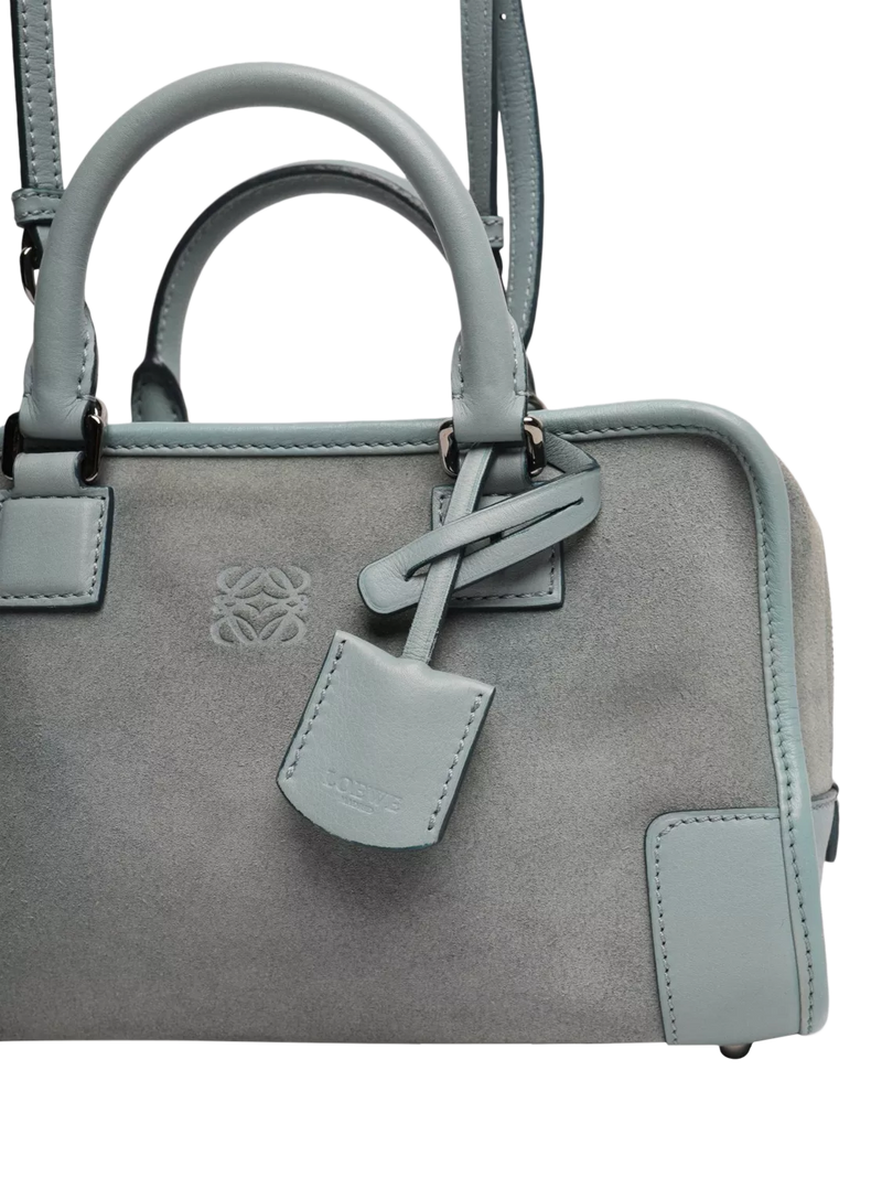 LOEWE Mini Amazona suede crossbody bag blue, imported from the UK