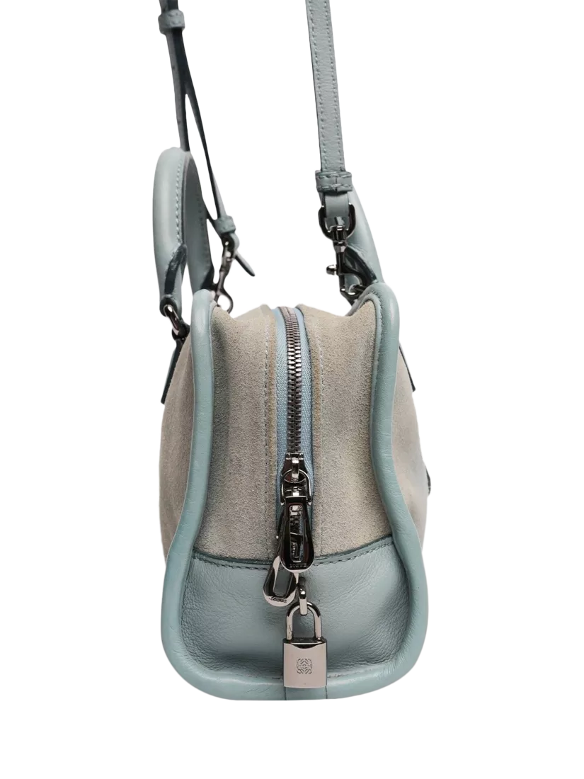 LOEWE Mini Amazona suede crossbody bag blue, imported from the UK