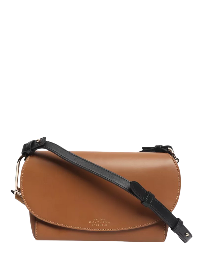 Smythson Equestrian leather crossbody bag brown gold hardware - British product